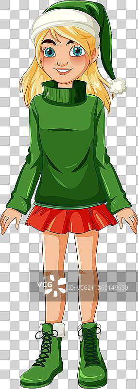 穿着节日服装、戴着绿色帽子的孩子图片素材