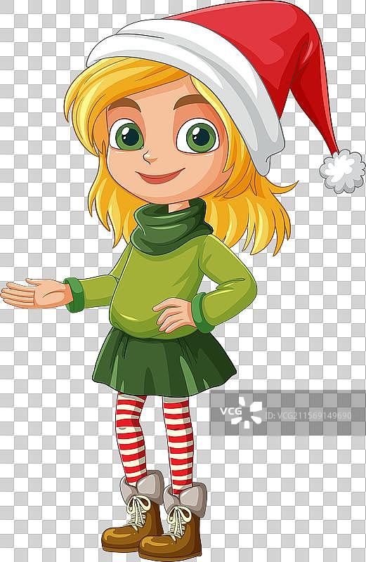 穿着圣诞服装的微笑女孩图片素材