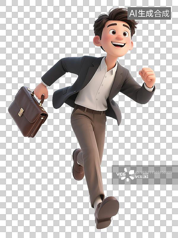 【AI数字艺术】奔跑中的正装男性商务人士图片素材