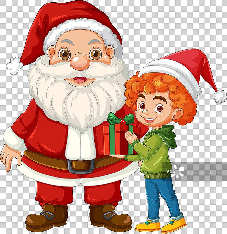 圣诞老人和孩子交换圣诞礼物图片素材