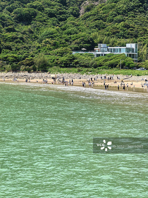 舟山大青山风景区青沙海滩海景浪花近景图片素材