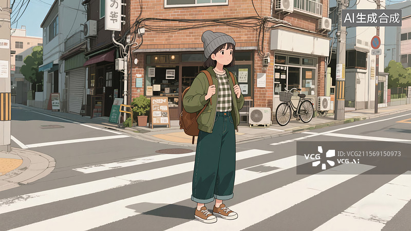 【AI数字艺术】女孩旅游逛街图片素材