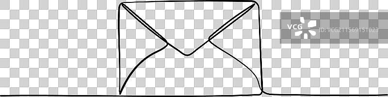 信件图标的连续线条绘画图片素材