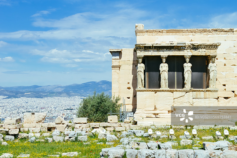 希腊雅典卫城的古老遗迹图片素材