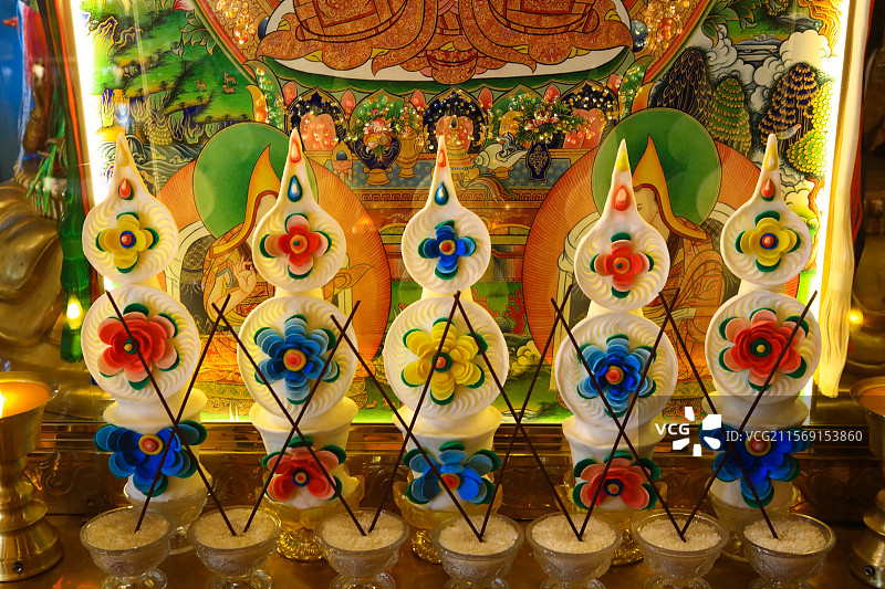 香格里拉大佛寺坛城酥油花：是一种以酥油（黄油）为材料的特殊技艺图片素材