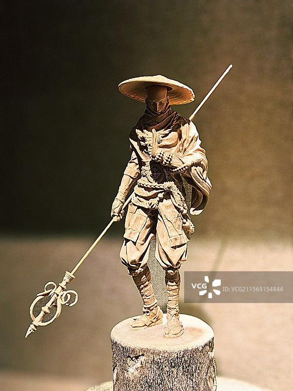 杜甫草堂僧人雕塑的特写镜头图片素材