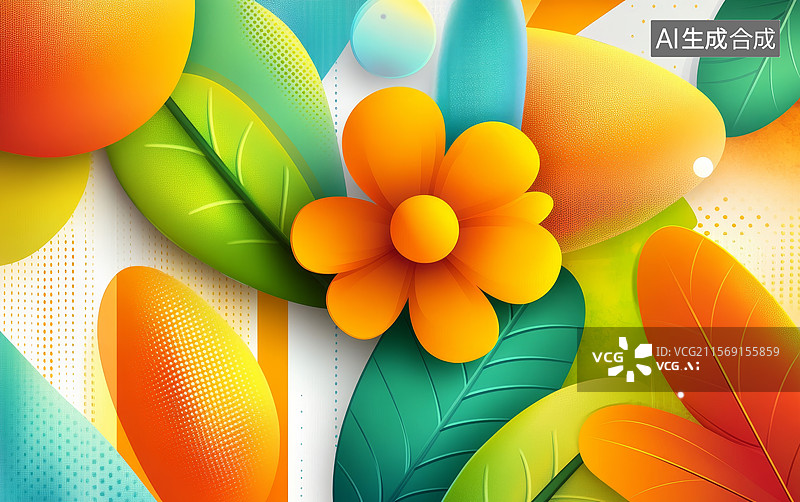 【AI数字艺术】彩色抽象花卉图案图片素材