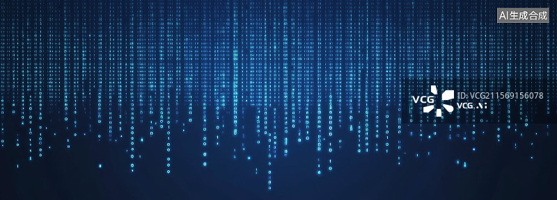 【AI数字艺术】蓝色矩阵数字流背景图片素材