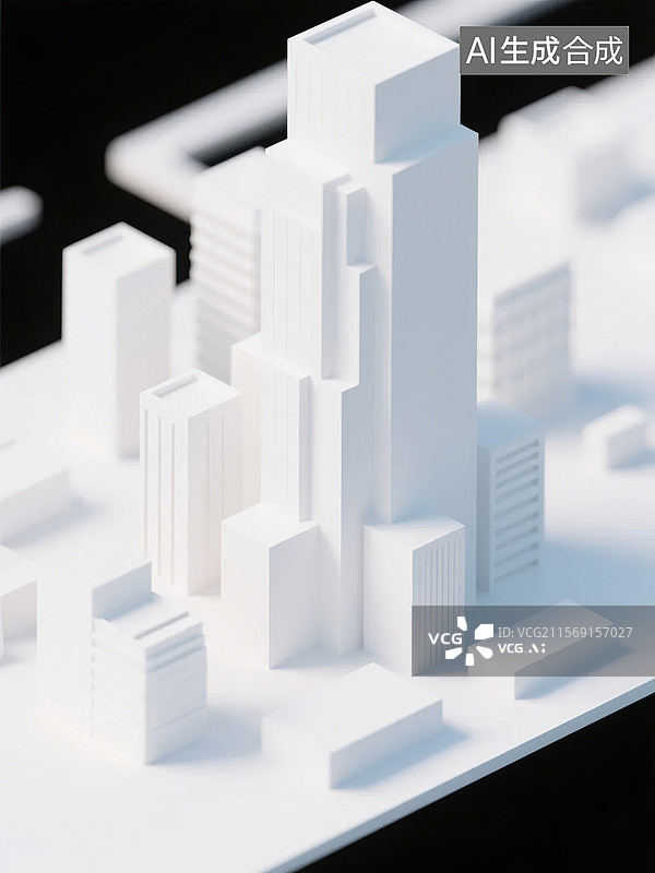 【AI数字艺术】白色建筑模型图片素材