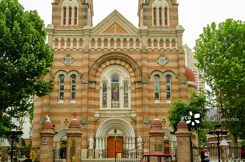 天津西开教堂正面图片素材