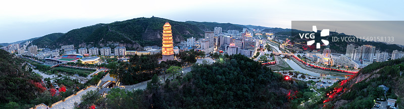 延安老城全景图片素材