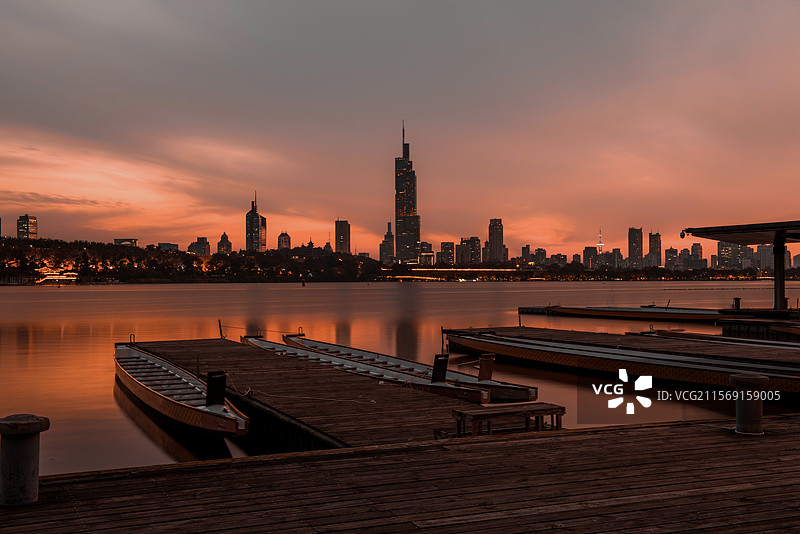 玄武湖晚霞图片素材