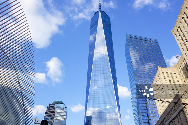 美国纽约世界贸易中心一号大楼（One World Trade Center）室外建筑外部风景图片素材