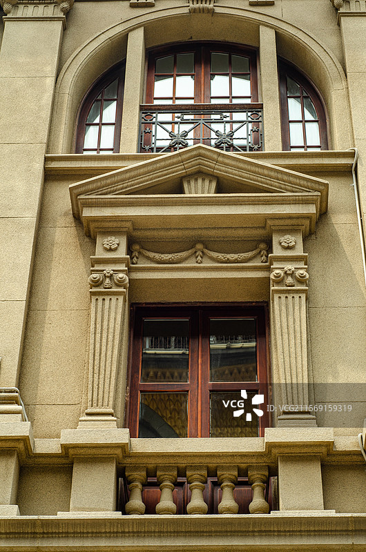 天津滨江道上的欧式建筑窗口图片素材