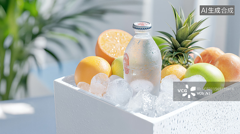 【AI数字艺术】冰镇可口可乐与水果图片素材