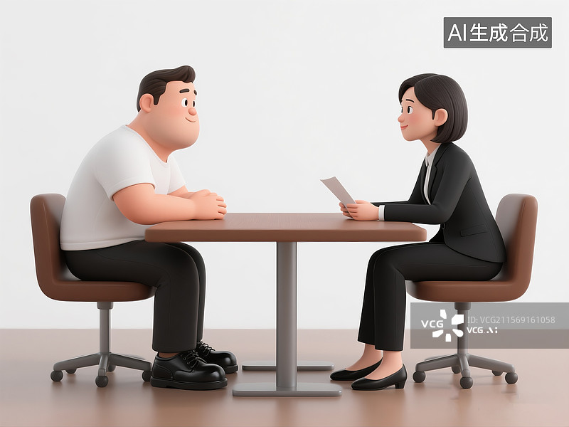【AI数字艺术】室内求职面试对坐交谈场景图片素材