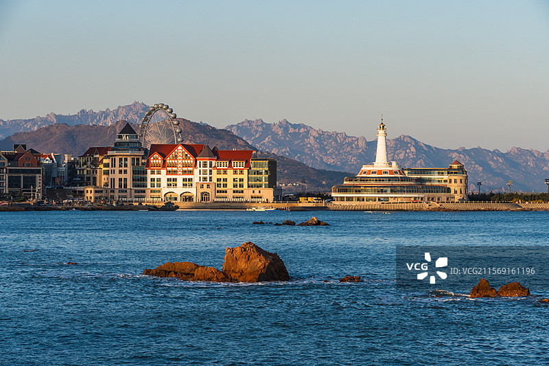 青岛极地海洋世界与海岸线风光图片素材