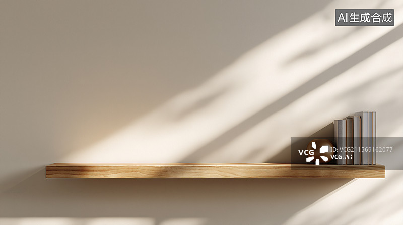 【AI数字艺术】极简风格木质搁架图片素材