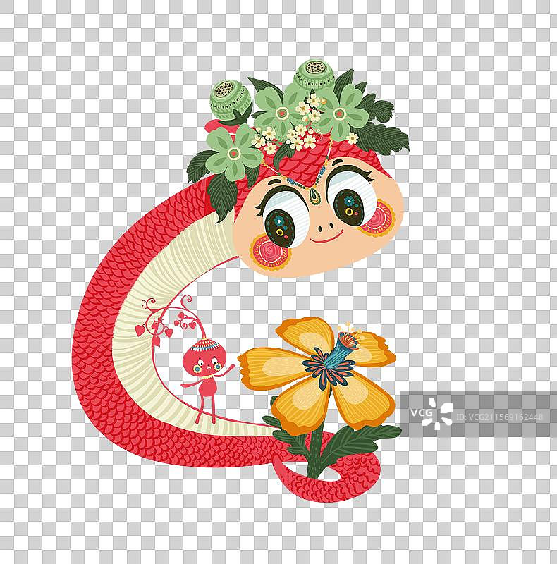 卡通大眼睛蛇创意插画图片素材