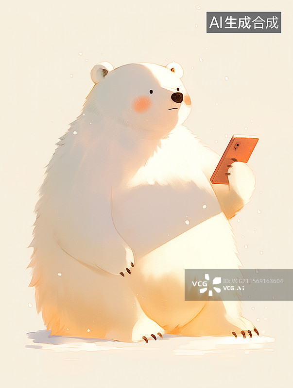 【AI数字艺术】拿手机的熊图片素材