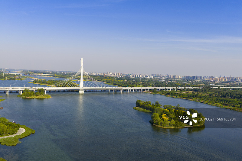 河北省石家庄市滹沱河生态旅游区航拍图片图片素材