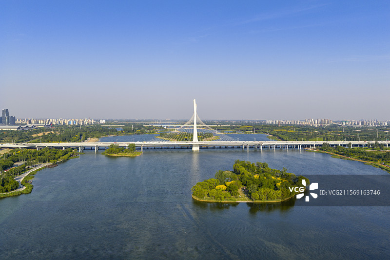 河北省石家庄市滹沱河生态旅游区航拍图片图片素材
