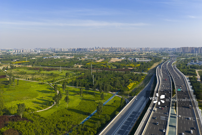 河北省石家庄市滹沱河生态旅游区航拍图片图片素材
