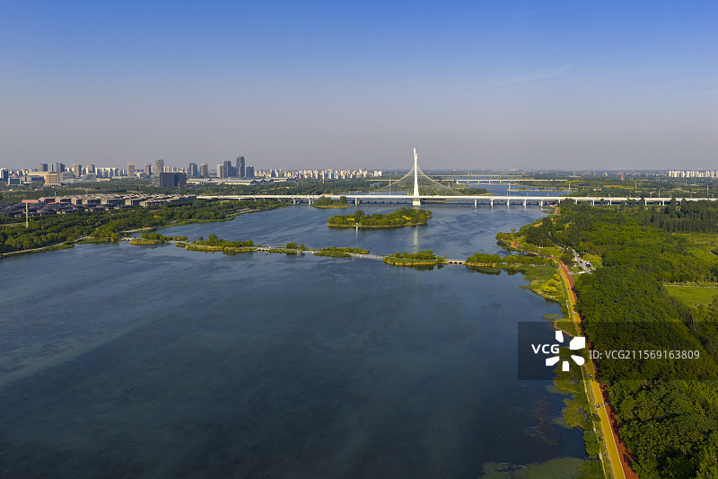 河北省石家庄市滹沱河生态旅游区航拍图片图片素材