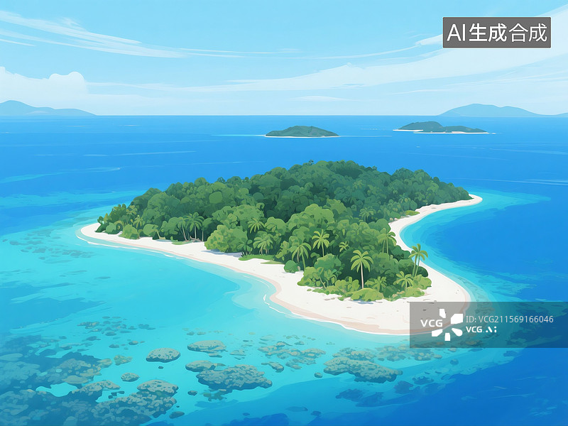 【AI数字艺术】热带海岛风光鸟瞰图图片素材