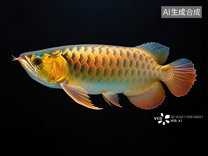 【AI数字艺术】金龙鱼特写插图图片素材