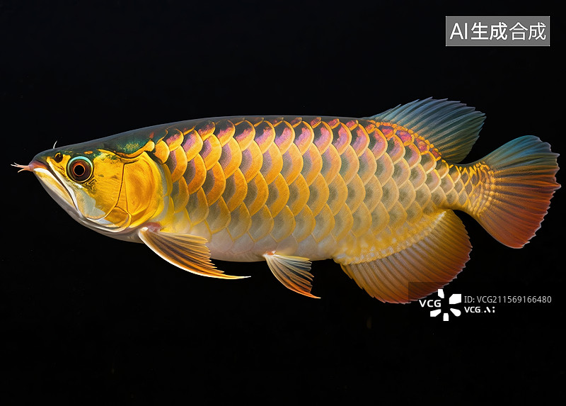 【AI数字艺术】金龙鱼特写插图图片素材