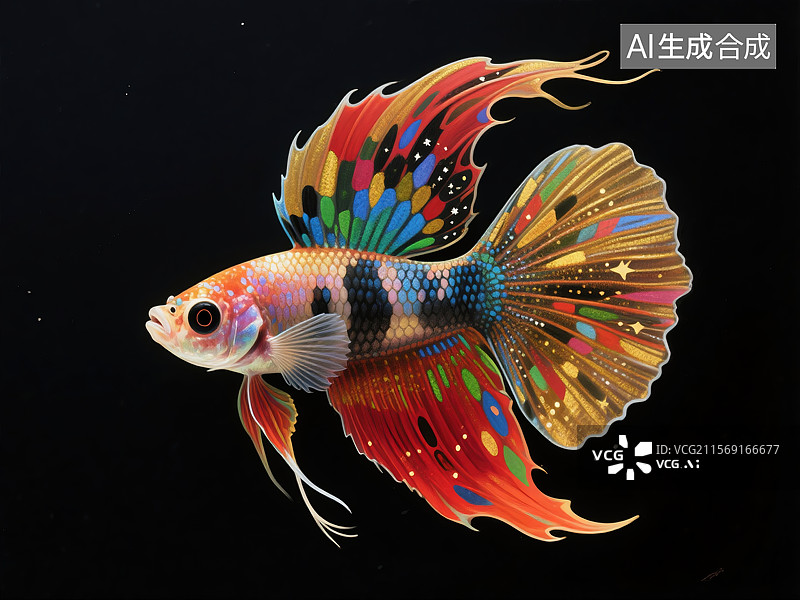【AI数字艺术】美丽的孔雀鱼图片素材