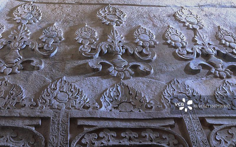 邯郸响堂山石窟壁雕宝相花图片素材