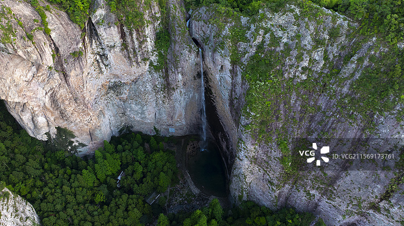 浙江雁荡山景区大龙湫高低空航拍图片素材