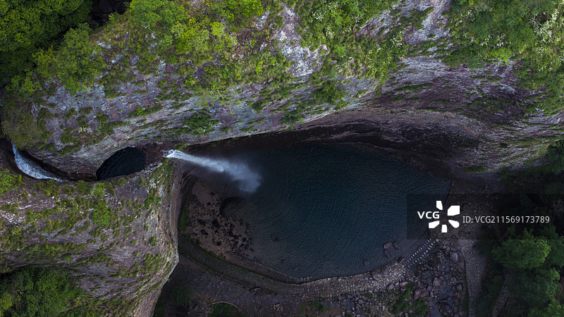 浙江雁荡山景区大龙湫高低空航拍图片素材
