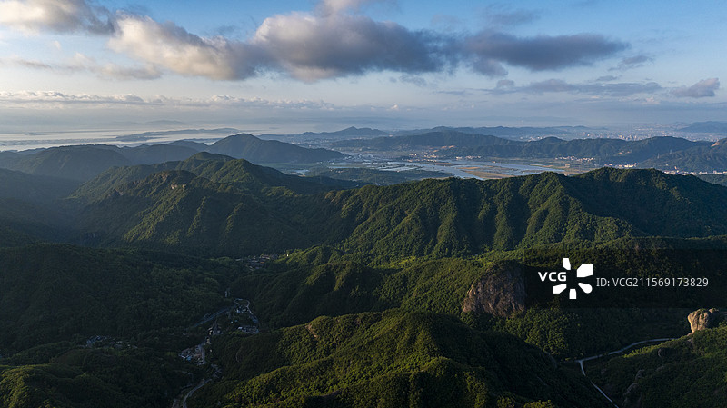 浙江雁荡山景区大龙湫高低空航拍图片素材