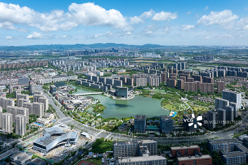 宁波镇海庄市同心湖公园风光图片素材