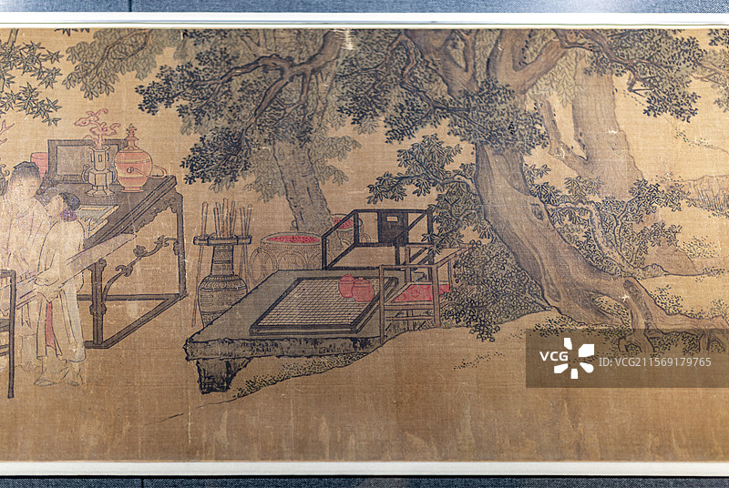 镇江博物馆藏明绢本设色谢环杏园雅集图卷图片素材