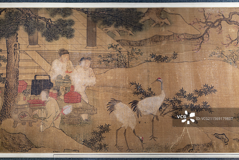 镇江博物馆藏明绢本设色谢环杏园雅集图卷图片素材