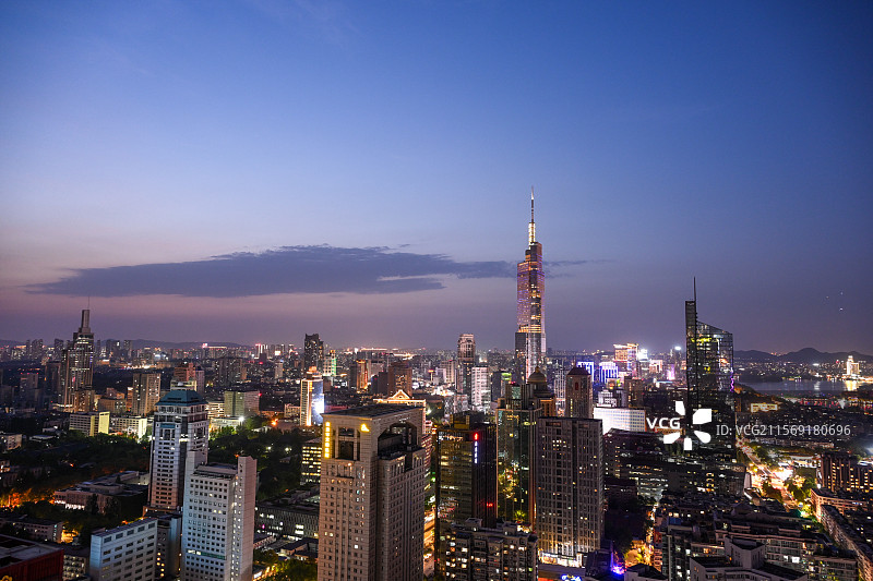 蓝调下的南京新街口商圈 南京地标图片素材