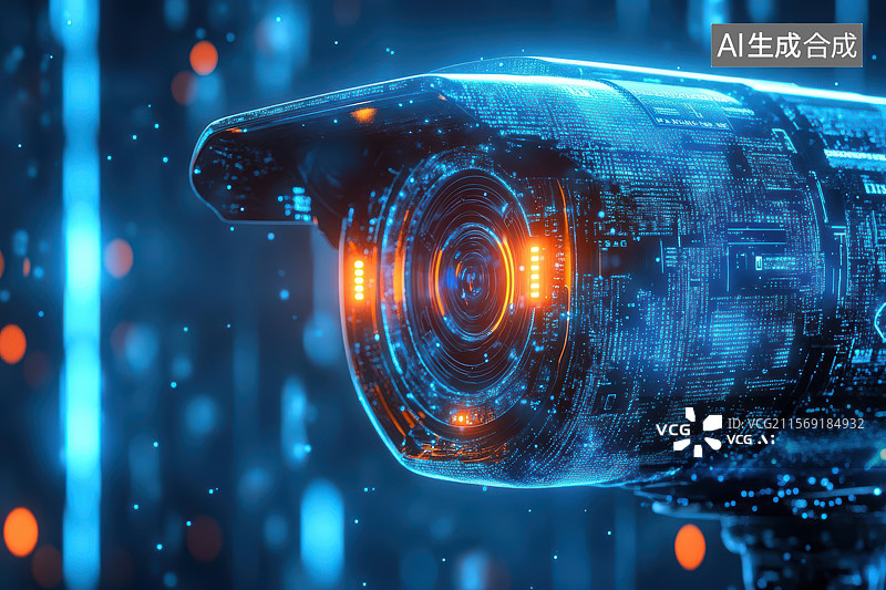 【AI数字艺术】智能安防监控与未来城市之光图片素材