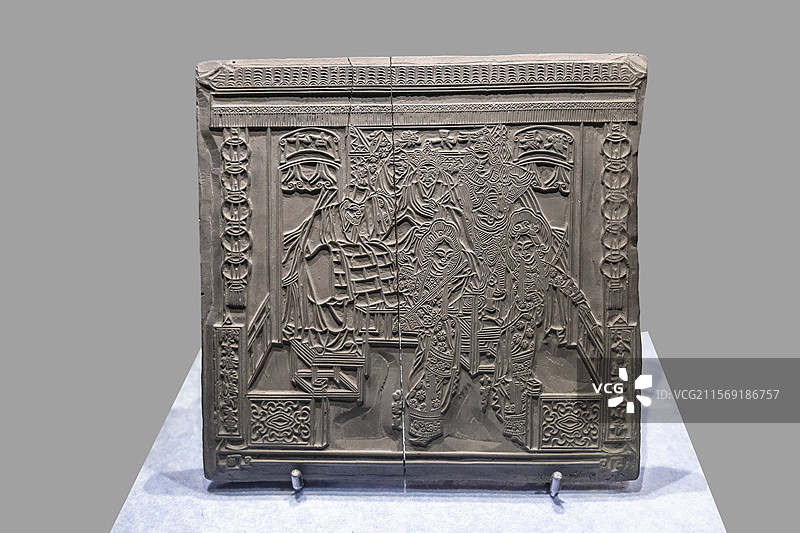 江苏省扬州博物馆“扬州木板年画展”：“金山寺”年画版（清，扬州博物馆藏）图片素材