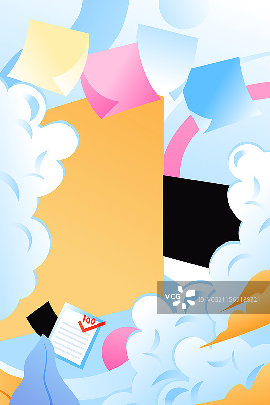 卡通高考加油冲刺必胜考试考试教育学生青年拳头力量祈福锦鲤龙门福卡备考读书日辅导中国风国潮渐变矢量插画图片素材