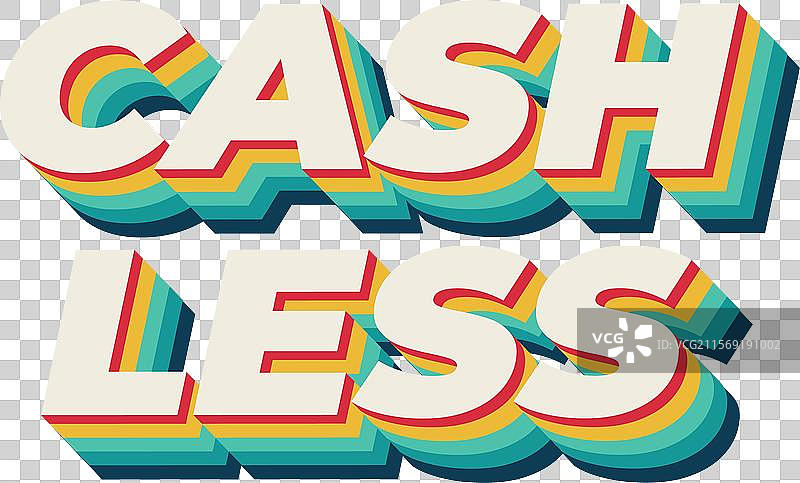 3D风格的无现金文本效果，色彩丰富图片素材