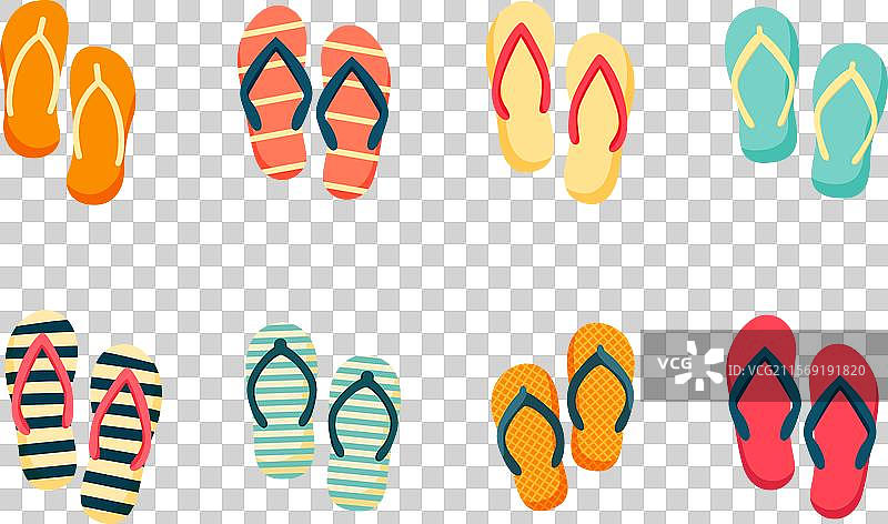一套夏季沙滩拖鞋，沙子橡胶凉鞋图片素材