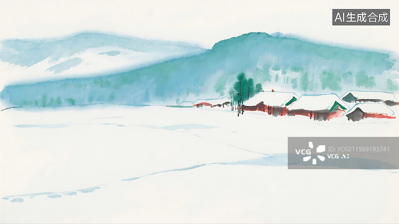 【AI数字艺术】雪乡图片素材