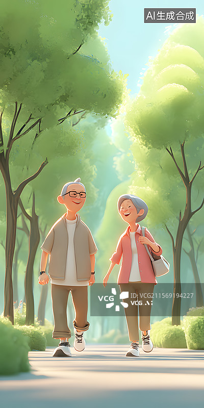 【AI数字艺术】老夫妻慢跑情图片素材