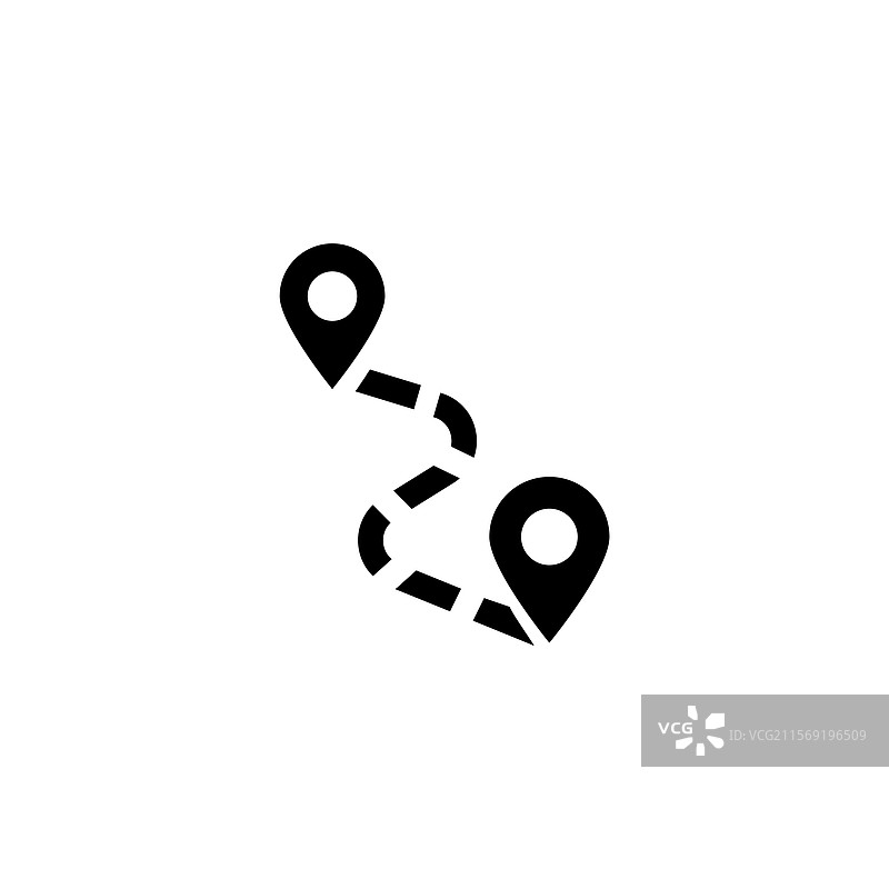 数字图标：带有位置标记的路线，理想用于图片素材