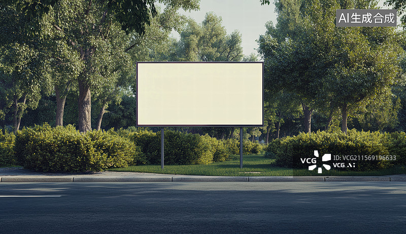 【AI数字艺术】路边空白广告牌图片素材