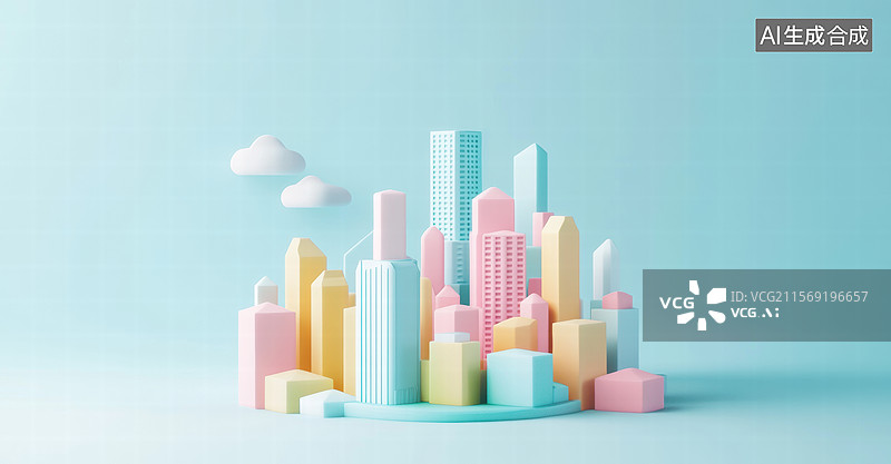 【AI数字艺术】彩色积木堆叠艺术图片素材